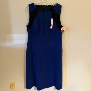 T Tahari Blue and Black Midi Dress NWT Size 14